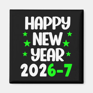 Rolig 67 Gott Nytt År 2026 Vit Grön Bokstav Magnet
