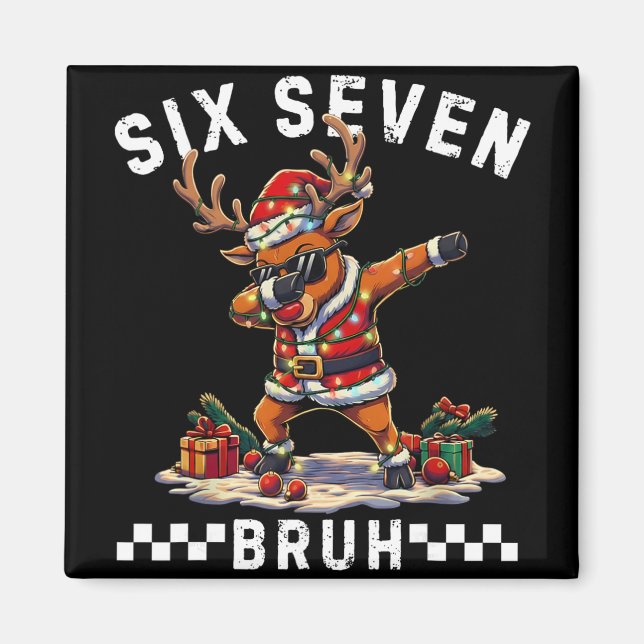 Rolig 67 jul Six Seven Meme Dabbing Renar Magnet (Framsidan)