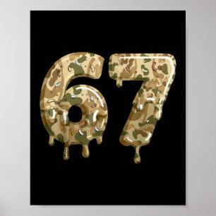 Rolig 67 Kamouflage Drip Meme Sex Sju Alpha Slang Poster