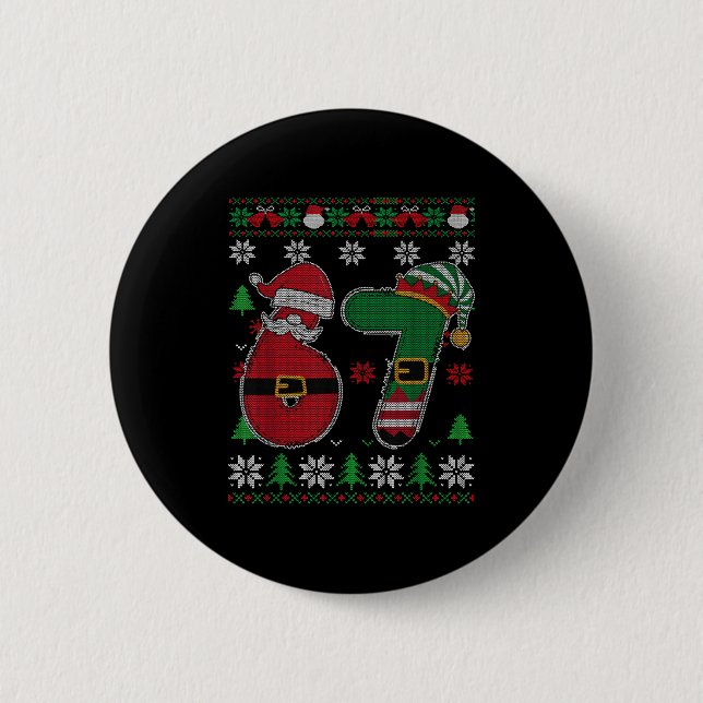 Rolig 67 Meme 6 7 Ful Julsvett För Jul Pojkar  Knapp (Framsida)