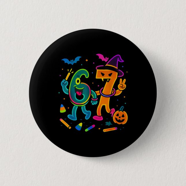 Rolig 67 Meme Glöd Stil Halloween 6 7  Knapp (Framsida)