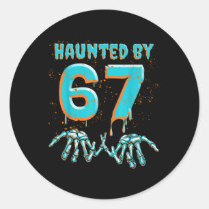 Rolig 67 Meme Halloween skelett hand spöklik Runt Klistermärke