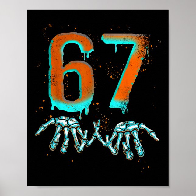 Rolig 67 Meme Halloween Skelett  Poster (Framsidan)
