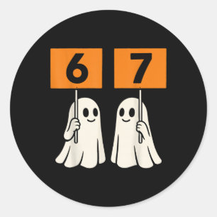 Rolig 67 Meme Halloween Trendig Sex Sju Spöken 6- Runt Klistermärke