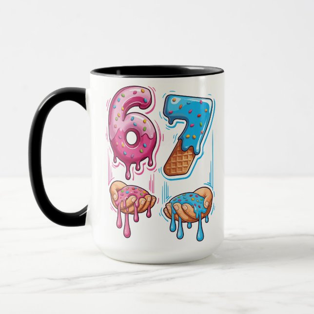 Rolig 67 Meme Munk Glassis Gen Alpha Slang Kaffemugg (Vänster)