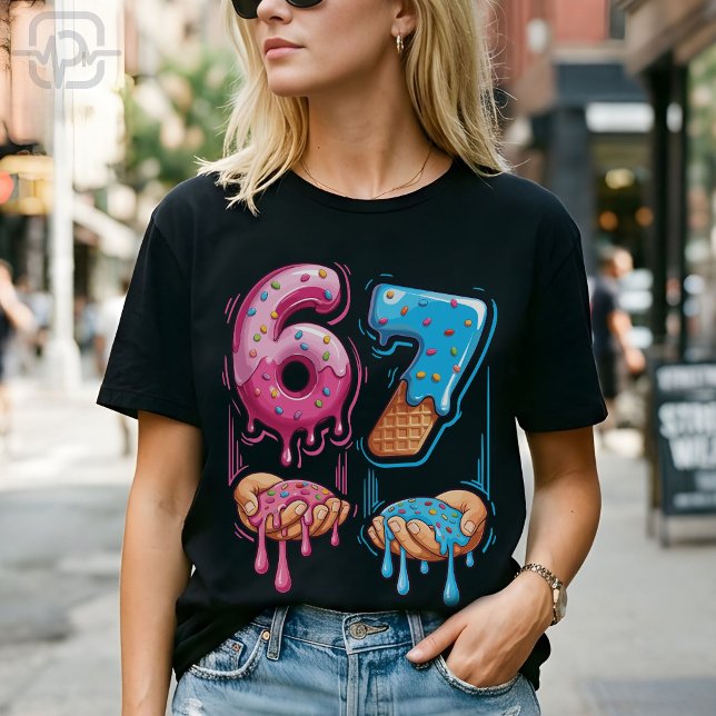 Rolig 67 Meme Munk Glassis Gen Alpha Slang T Shirt (Funny 67 Meme Donut Ice Cream Gen Alpha Slang T-Shirt)