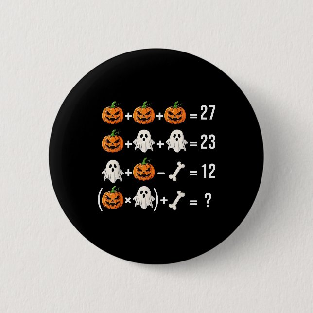Rolig 67 Meme Pumpkin Ghost Matematiklärare Kostym Knapp (Framsida)