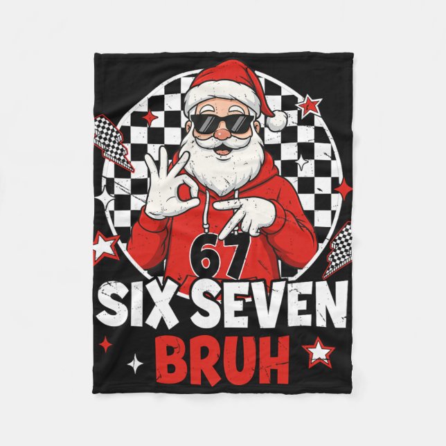 Rolig 67 Meme Sex Sju Jul Bruh Tomte Barn  Fleecefilt (Framsidan)