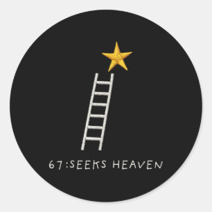 Rolig 67 Meme Sex Sju Söker Himmel Andlig Vir Runt Klistermärke