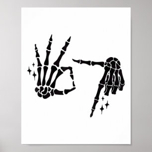 Rolig 67 Meme Skelett Hand 6 7 Halloween Sex Sju Poster