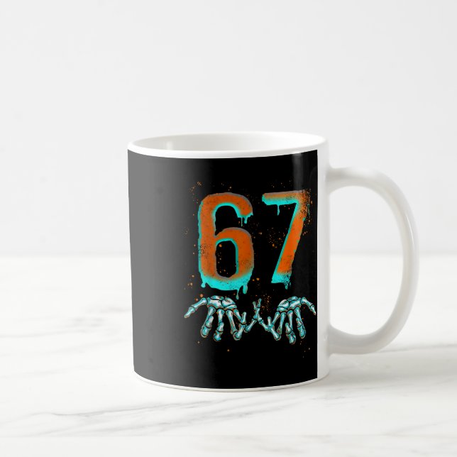 Rolig 67 Memoji Halloween Skelett  Kaffemugg (Höger)