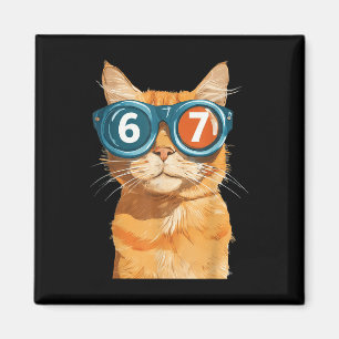 Rolig 67 Orange Katt Meme Sex Sju Matchande Katter Magnet