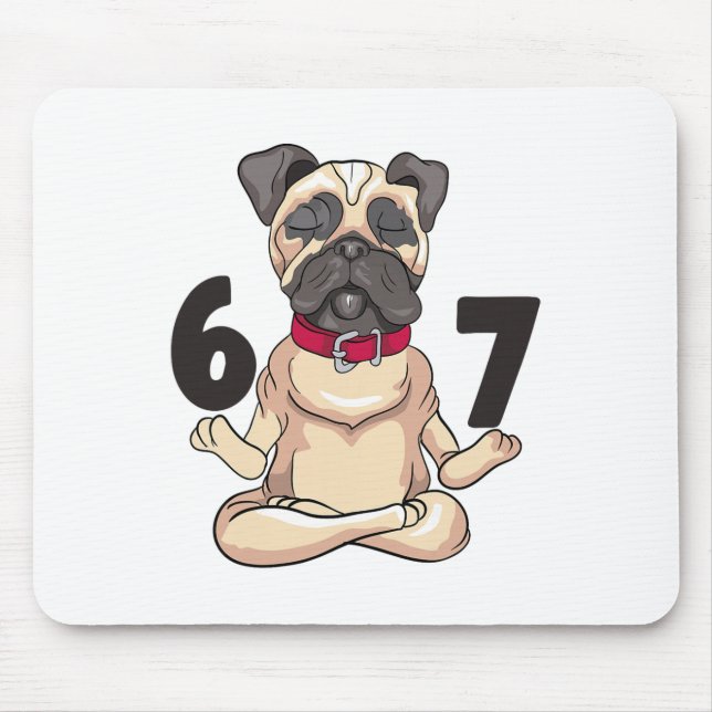 Rolig 67 Pug Hund Yoga Hand Pose Grafik  Musmatta (Framsidan)