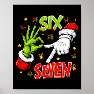 Rolig 67 Santa Hand Jul Sex Sju Meme Tonåringar Poster
