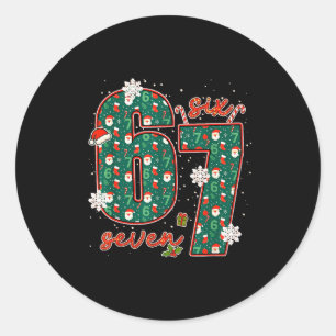 Rolig 67 Sex Sju Meme Brainrot Xmas Jul Tröja Runt Klistermärke