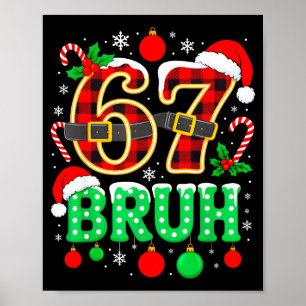 Rolig 67 Six Seven Bruh Meme Jul Pyjamas Familj Poster