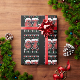Rolig 67 Six Seven Meme Cringe Jul Röd Plaid Presentpapper