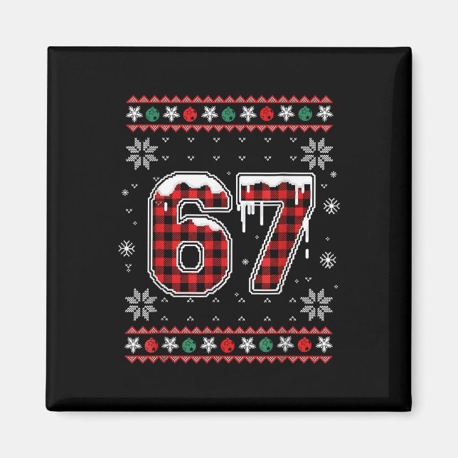 Rolig 67 Six Seven Squad Meme Jul Ful Svett Magnet (Framsidan)