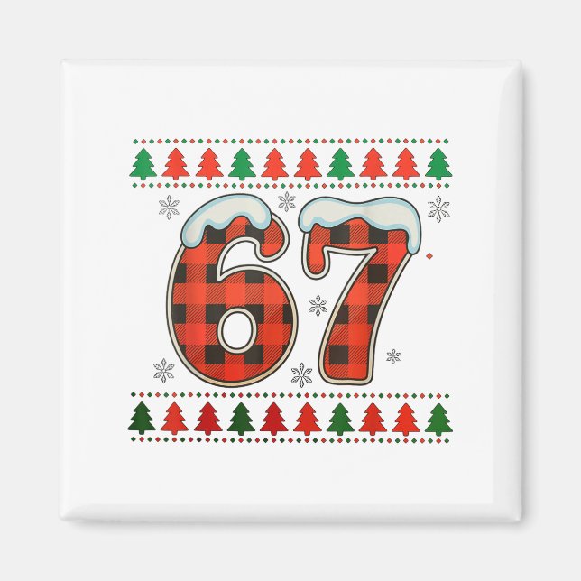 Rolig 67 Six Seven Squad Meme Jul Ful Sweat Magnet (Framsidan)
