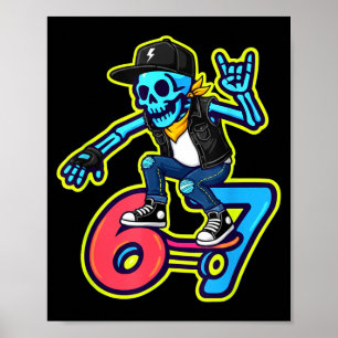 Rolig 67 skelettskridskoåkare meme retro skateboar poster