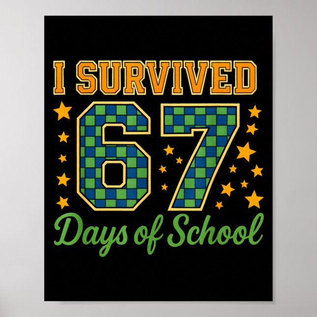 Rolig 67 Skolmeme-design _ Jag överlevde 67 dagar  Poster (Framsidan)