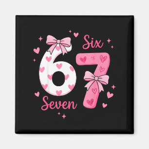 Rolig 67 Söt Sex Sju Meme Nk Hjärtan Båge Valenti Magnet