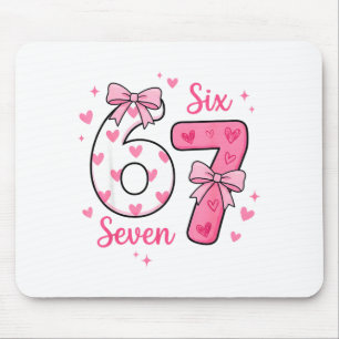 Rolig 67 Söt Sex Sju Meme Rosa Hjärtan Bow Valen Musmatta