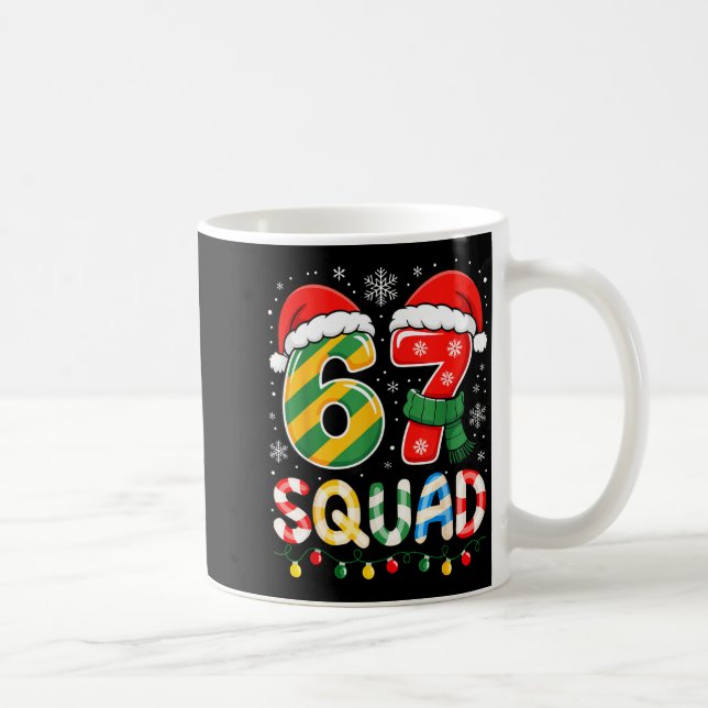 Rolig 67 Squad Candy Cane Santa Hatt Jul Man  Kaffemugg (Höger)