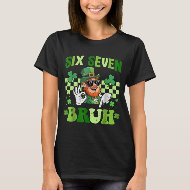 Rolig 67 St Patricks Day Dabbing Leprechaun Six Se T Shirt (Framsida)
