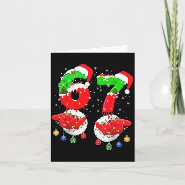 Rolig 6 7 Meme 67 Gen Alpha 6 7 händer Familj Barn Kort (Framsida)