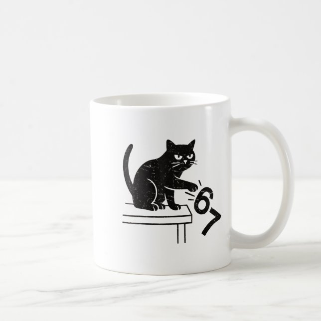 Rolig 6 7 Meme Katt Slår Omkull 67  Kaffemugg (Höger)