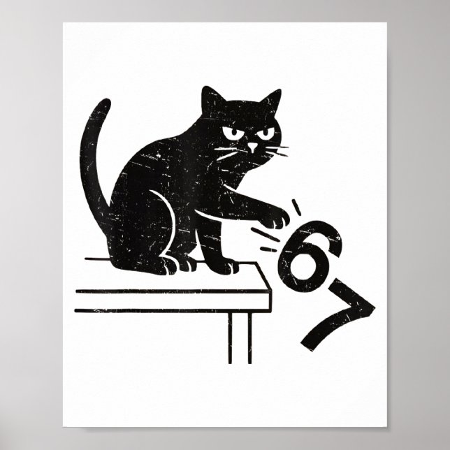 Rolig 6 7 Meme Katt Slår Omkull 67  Poster (Framsidan)