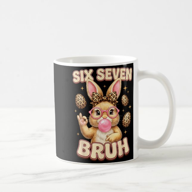 Rolig 6 7 meme sex sju kanin leopard båge 6-7 kaffemugg (Höger)