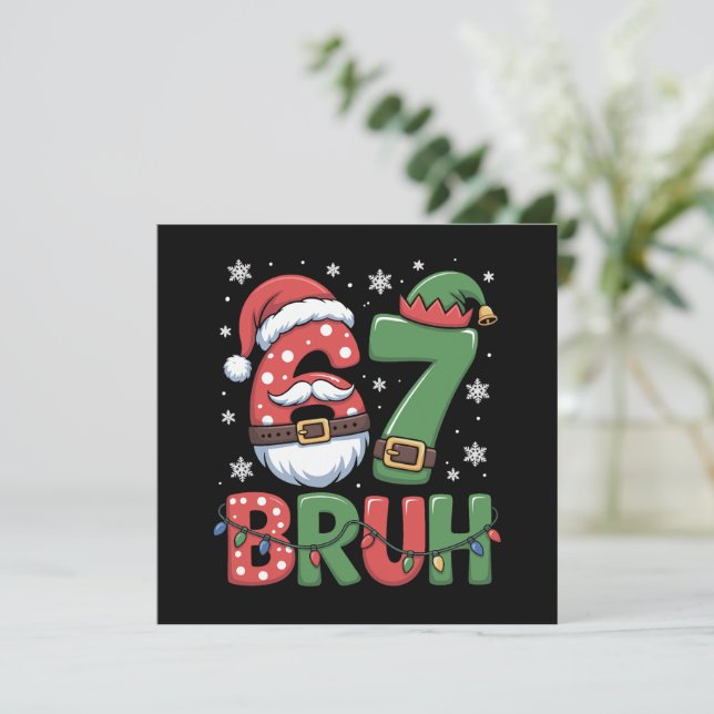 Rolig 6 7 Sex Sju Bruh Meme Jul Tomte Elf  Julkort (Stående Fram)