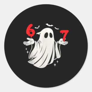 Rolig 6 7 Sex Sju Meme Halloween Humor Spöke Kos Runt Klistermärke