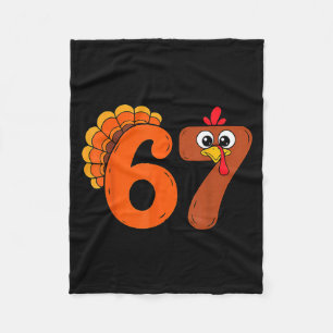 Rolig 6 7 Sex Sju Meme Tacksgiving kalkon Högtid Fleecefilt