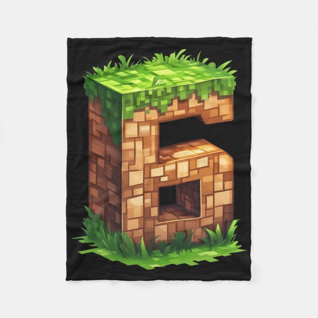 Rolig 6-års födelsedag Nummer 6 Videospelare Pixel Fleecefilt (Framsidan)