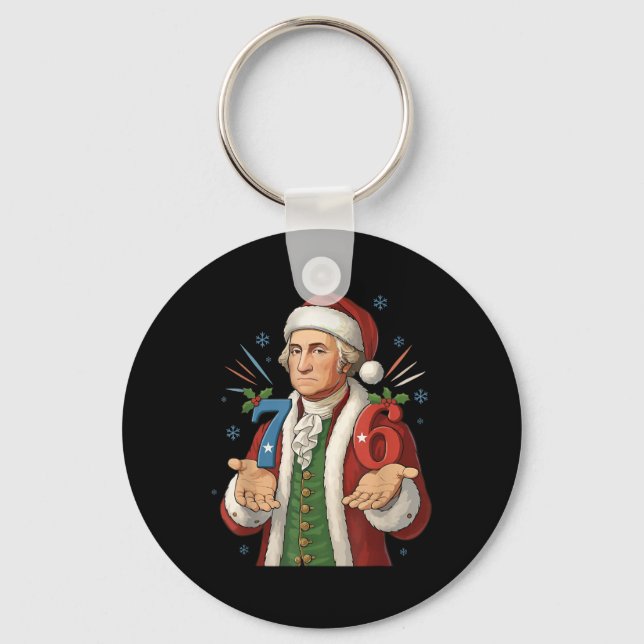 Rolig 7-6 6-7 George Washington Santa 67 Meme Jul Nyckelring (Framsida)