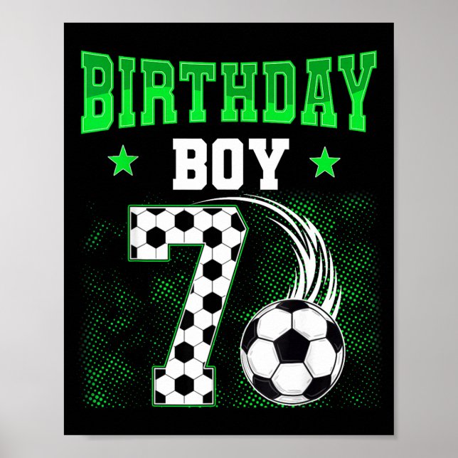 Rolig 7-års födelsedags pojke fotboll tema fest 7  poster (Framsidan)