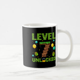 Rolig 7-års födelsedags pojke Gamer Nivå 7 Upplåst Kaffemugg