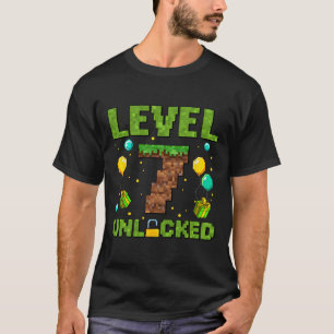 Rolig 7-års födelsedags pojke Gamer Nivå 7 Upplåst T Shirt