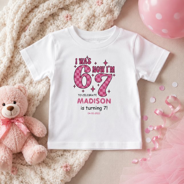 Rolig 7-årsdag | “Jag var 6, nu 7”-fest T Shirt (Funny 7th Birthday | “I Was 6, Now 7” Party Baby T-Shirt
)
