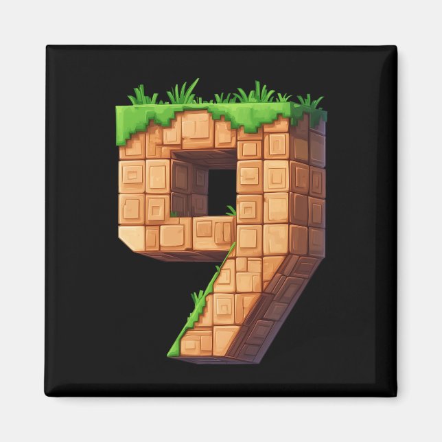 Rolig 9-års födelsedag Nummer 9 Videospelare Pixel Magnet (Framsidan)