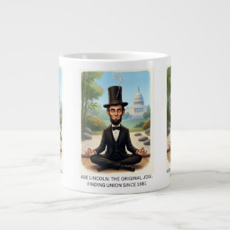 Rolig Abe Lincoln Yoga Karikatyr - Den Ursprunglig Jumbo Mugg