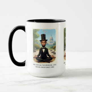 Rolig Abe Lincoln Yoga Karikatyr - Den Ursprunglig Mugg