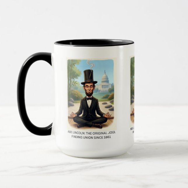 Rolig Abe Lincoln Yoga Karikatyr - Den Ursprunglig Mugg (Vänster)