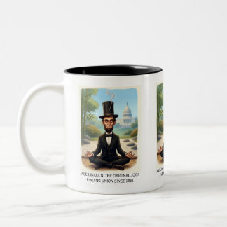Rolig Abe Lincoln Yoga Karikatyr - Den Ursprunglig Två-Tonad Mugg