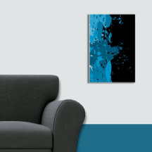 Rolig Abstrakt Blå & Svart Målarfärg Stänk Poster
