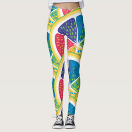 Rolig Abstrakt Färgrik Citrusskiva Regnbågsmönster Leggings