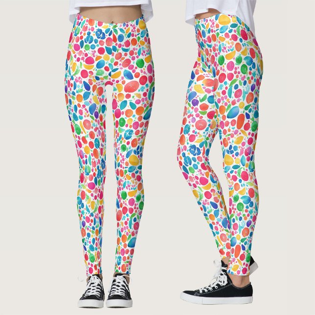 Rolig Abstrakt Färgrik Regnbåge Prickig Akvarell Leggings (Skapare uppladdad)